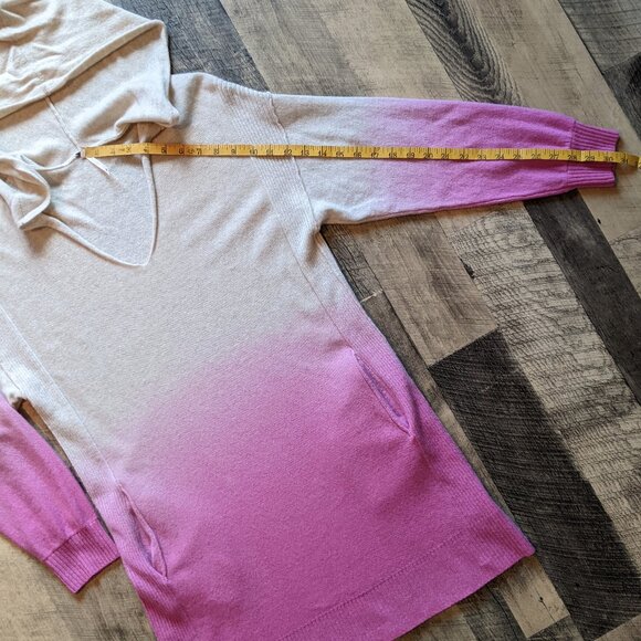 Free People Cashmere Sweater Dress Hoodie Tunic Pink Cream Ombre - Picture 6 of 7